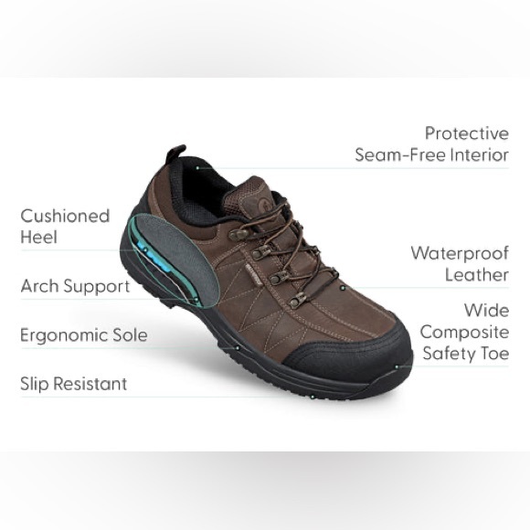 ORTHOFEET men's Orthopedic Leather Dolomite Work Shoes